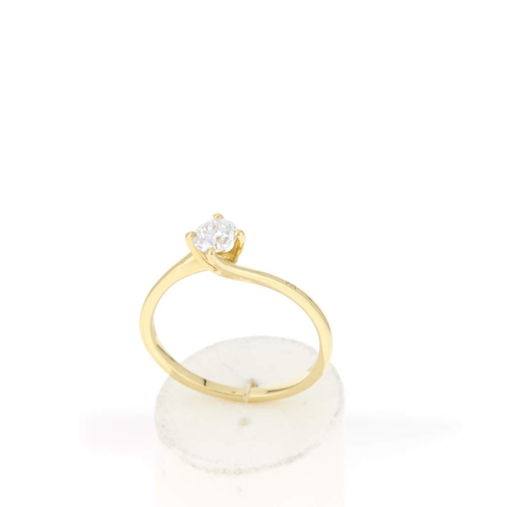 Solitaire or 750 jaune diamant synthétique 0,4 carat - vue 2
