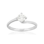 Solitaire or 750 blanc diamant synthétique 0,5 carat - vue 1