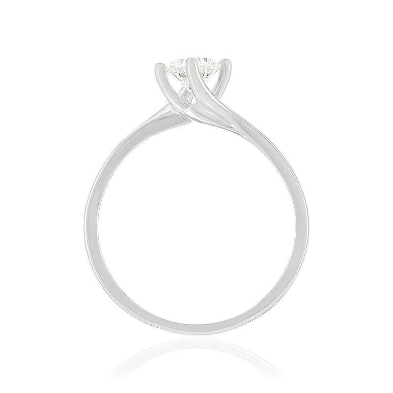 Solitaire or 750 blanc diamant synthétique 0,5 carat - vue 2