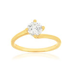 Solitaire or 750 jaune diamant synthétique 0,7 carat - vue 1