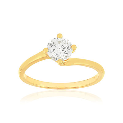 Solitaire goud 750 gele synthetische diamant 0,7 karaat