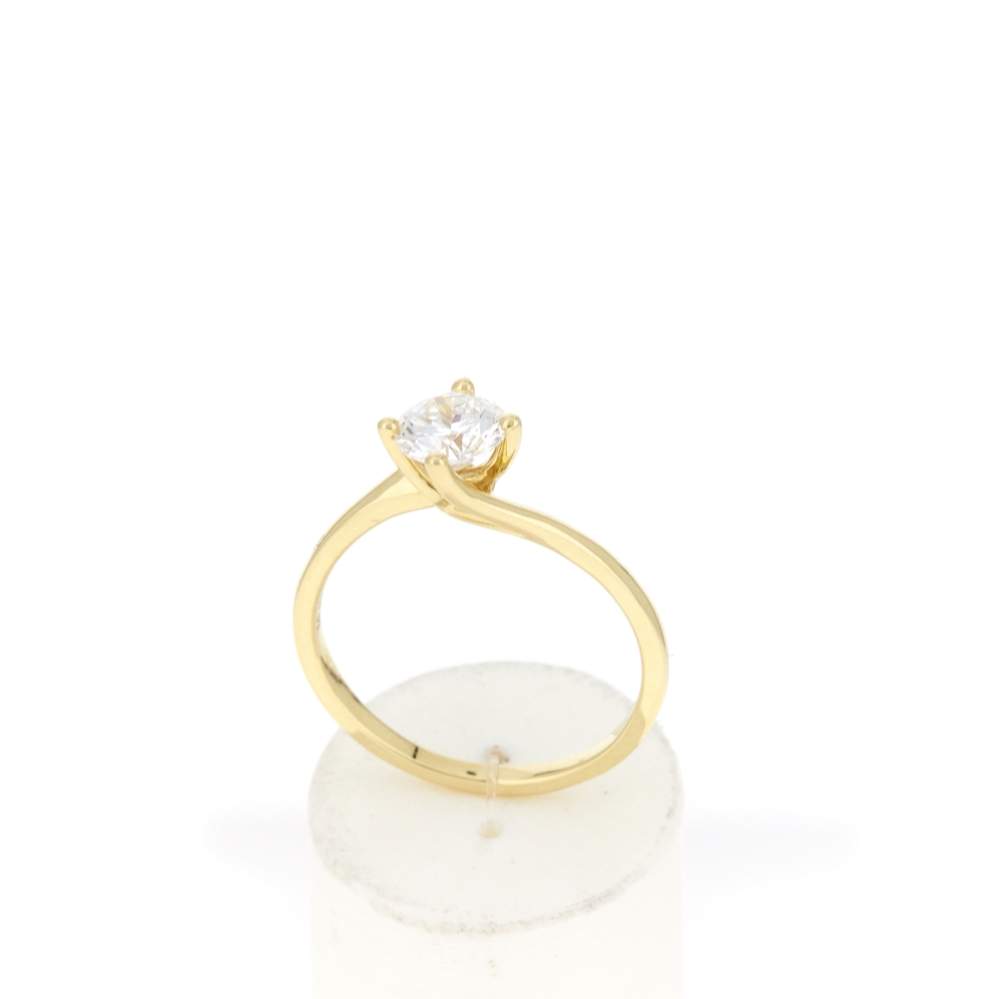Solitaire or 750 jaune diamant synthétique 0,7 carat - vue 2