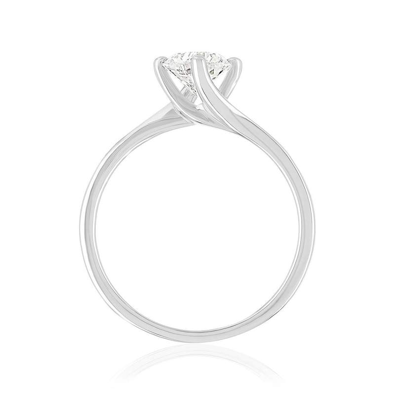Solitaire or 750 blanc diamant synthétique 0,8 carat - vue 2