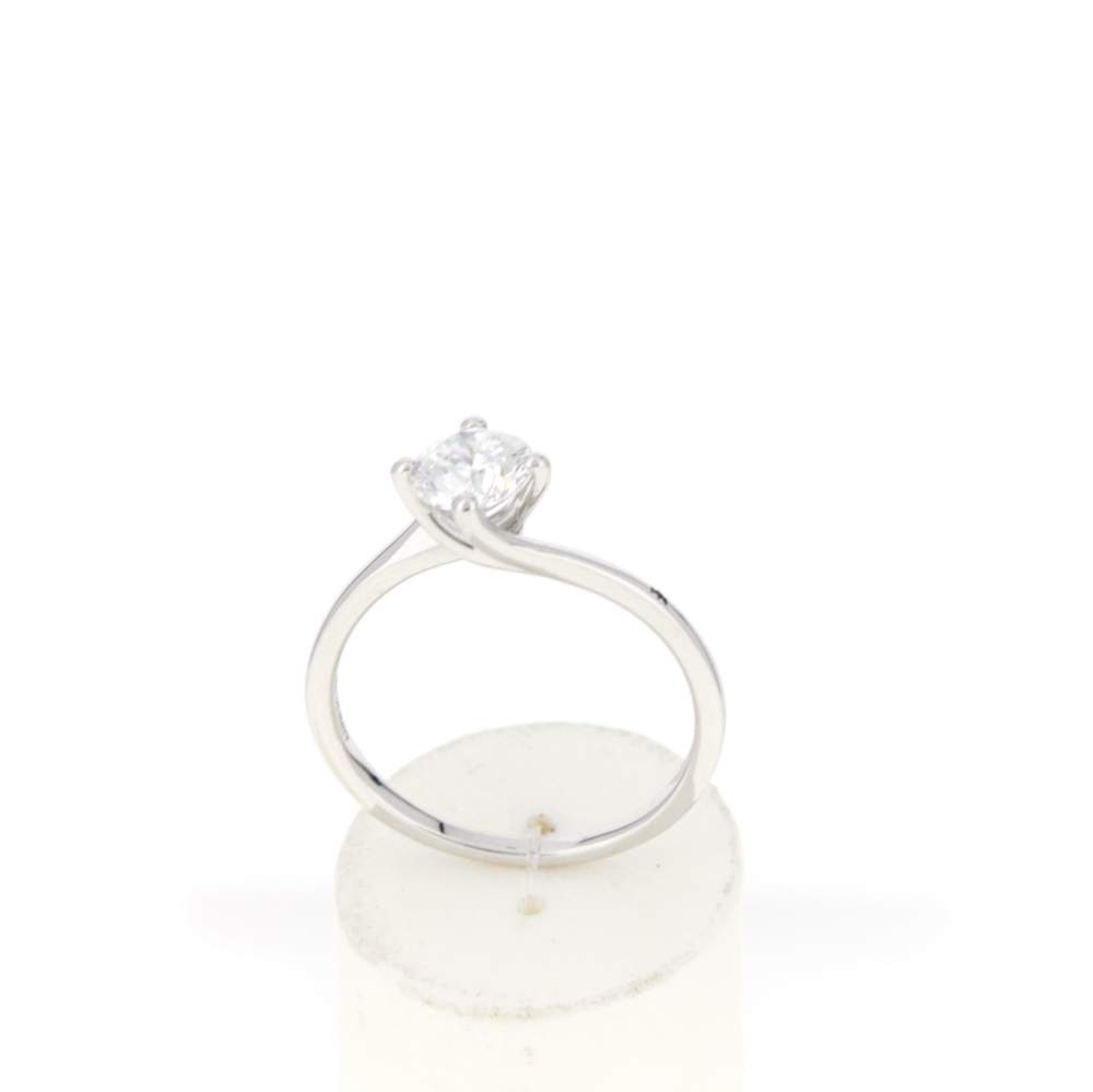 Solitaire or 750 blanc diamant synthétique 0,8 carat - vue 2