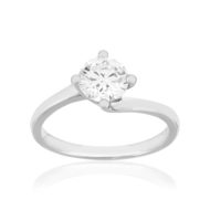 Solitaire or 750 blanc diamant synthétique 1 carat