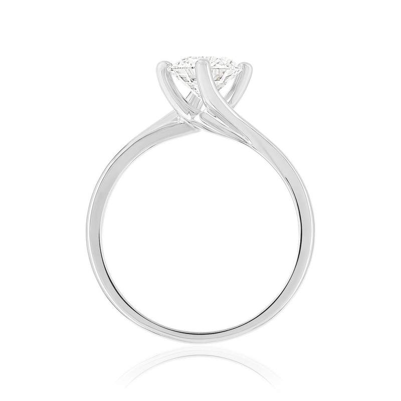 Solitaire or 750 blanc diamant synthétique 1 carat - vue 2