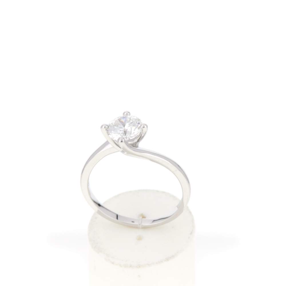 Solitaire or 750 blanc diamant synthétique 1 carat - vue 2