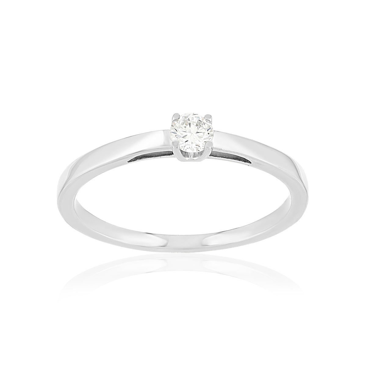 Solitaire or 750 blanc diamant synthétique 0,1 carat