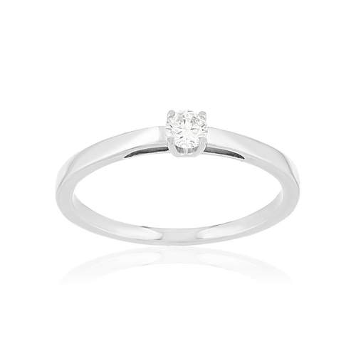 Solitaire or 750 blanc diamant synthétique 0,1 carat