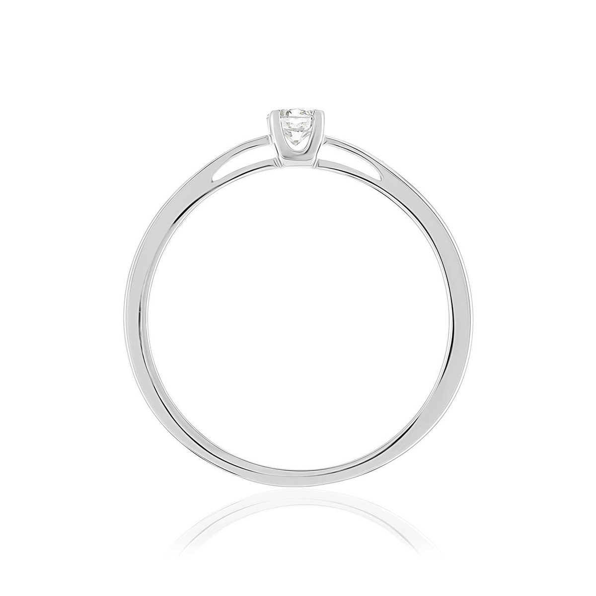 Solitaire or 750 blanc diamant synthétique 0,1 carat - vue 2
