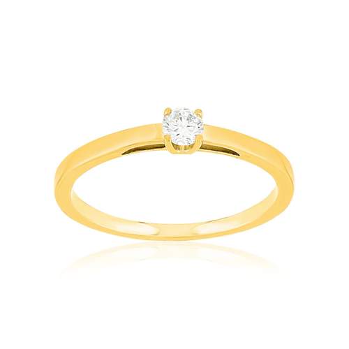 Solitaire or 750 jaune diamant synthétique 0,1 carat