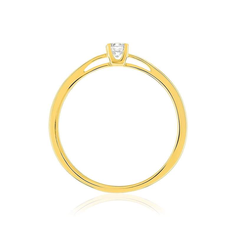 Solitaire or 750 jaune diamant synthétique 0,1 carat - vue 2