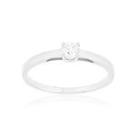 Solitaire or 750 blanc diamant synthétique 0,15 carat - vue 1