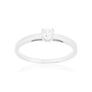 Solitaire or 750 blanc diamant synthétique 0,15 carat