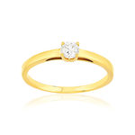 Solitaire or 750 jaune diamant synthétique 0,15 carat - vue 1
