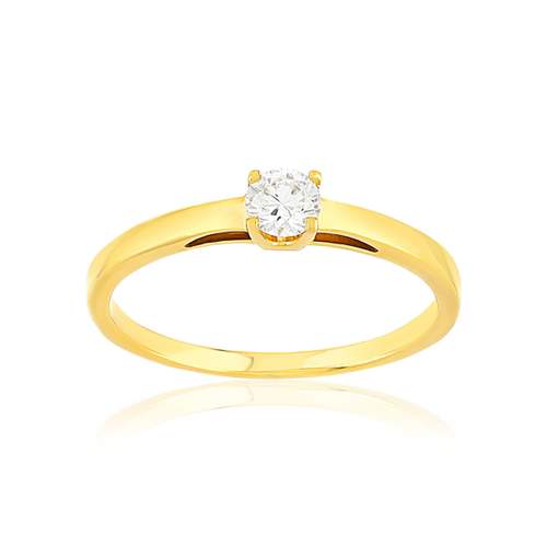Solitaire or 750 jaune diamant synthétique 0,15 carat