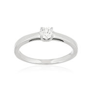Solitaire or 750 blanc diamant synthétique 0,2 carat
