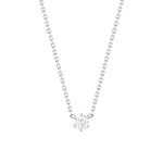 Collier solitaire or 750 blanc diamant synthétique 0.2 carat 42cm - vue 1