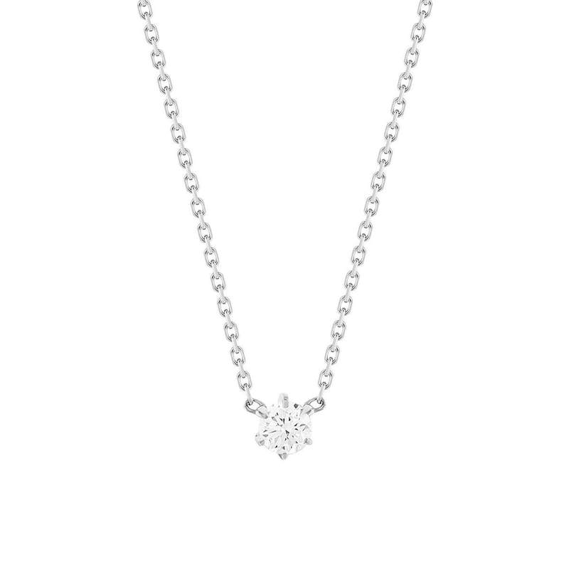 Collier solitaire or 750 blanc diamant synthétique 0.2 carat 42cm - vue 1