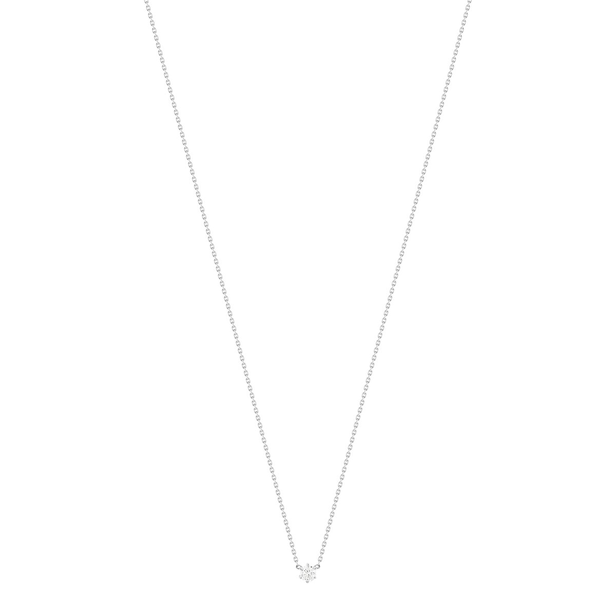 Collier solitaire or 750 blanc diamant synthétique 0.2 carat 42cm - vue 2