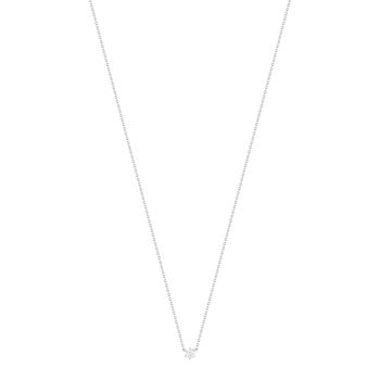 Collier solitaire or 750 blanc diamant synthétique 0.2 carat 42cm