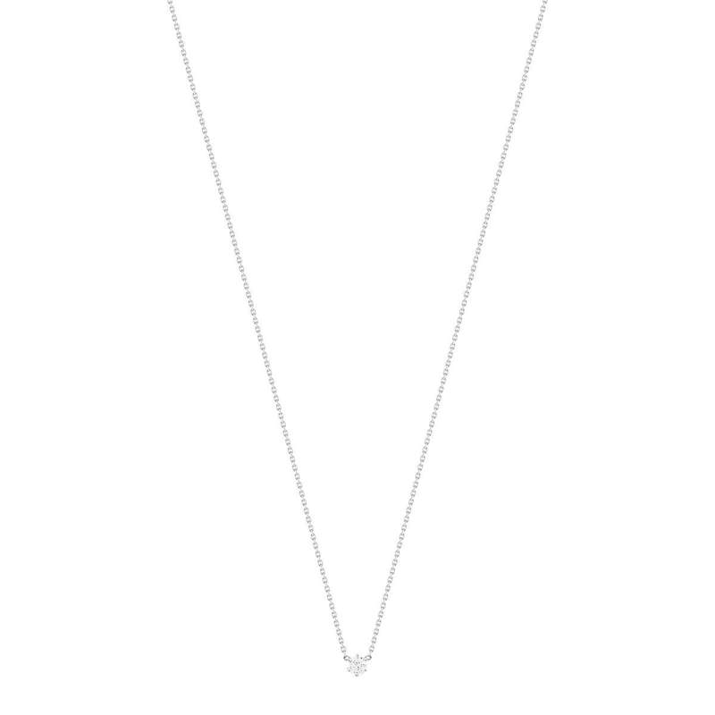 Collier solitaire or 750 blanc diamant synthétique 0.2 carat 42cm - vue 2