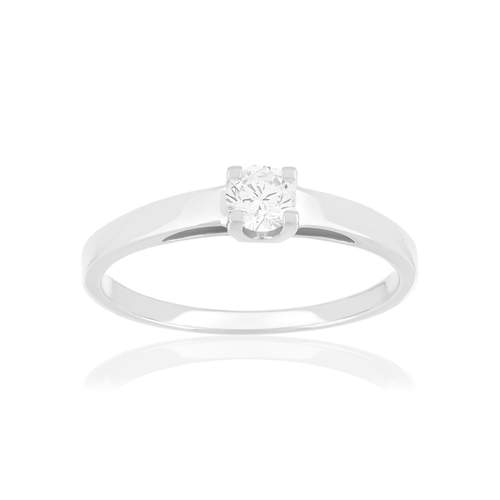 Solitaire or 750 blanc diamant synthétique 0,3 carat