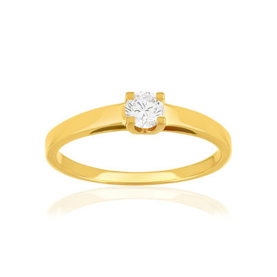 Solitaire or 750 jaune diamant synthétique 0,3 carat