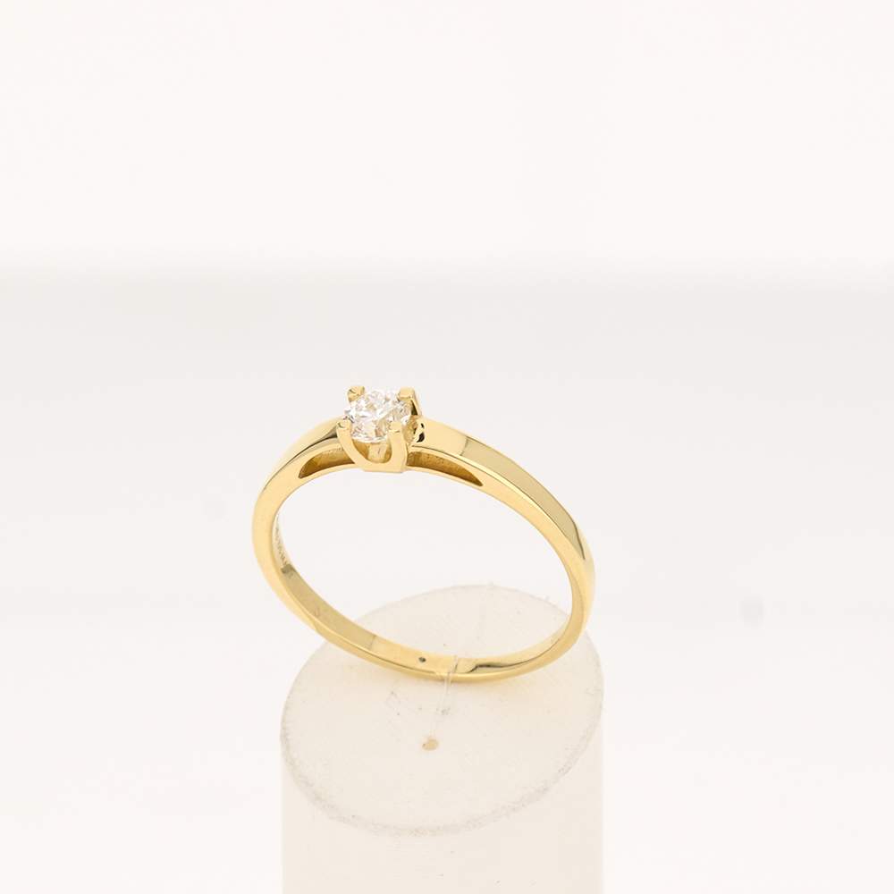 Solitaire or 750 jaune diamant synthétique 0,3 carat - vue 2