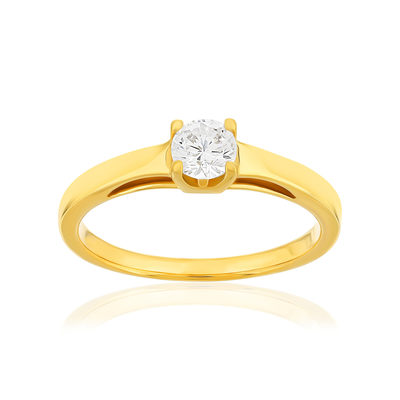 Solitaire goud 750 gele synthetische diamant 0,4 karaat