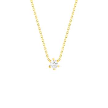 Collier or jaune diamant synthétique 42 cm 0.25 carat