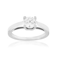 Solitaire or 750 blanc diamant synthétique 0,8 carat