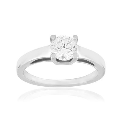 Solitaire or 750 blanc diamant synthétique 0,8 carat - vue 1