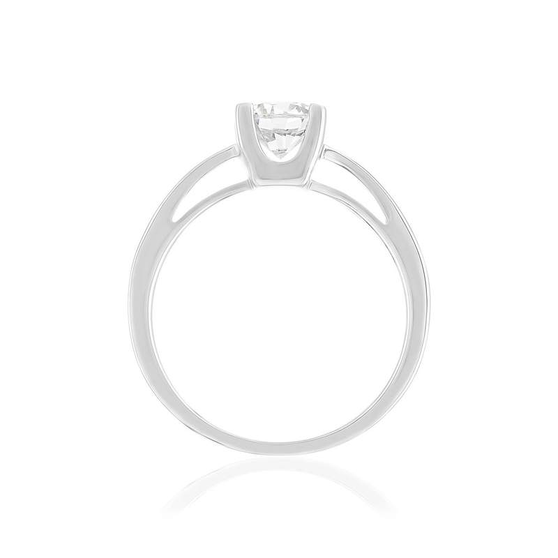 Solitaire or 750 blanc diamant synthétique 0,8 carat - vue 2