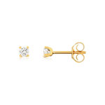 Boucles d'oreilles or 750 jaune diamant synthétique 0.2 carat - vue 1