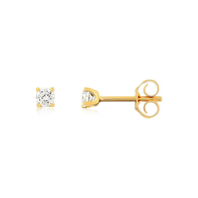Boucles d'oreilles or 750 jaune diamant synthétique 0.2 carat