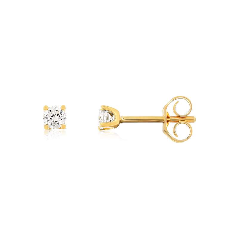 Boucles d'oreilles or 750 jaune diamant synthétique 0.2 carat - vue 1
