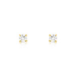 Boucles d'oreilles or 750 jaune diamant synthétique 0.2 carat - vue D1