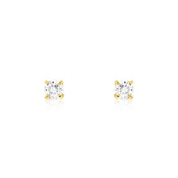 Boucles d'oreilles or 750 jaune diamant synthétique 0.2 carat