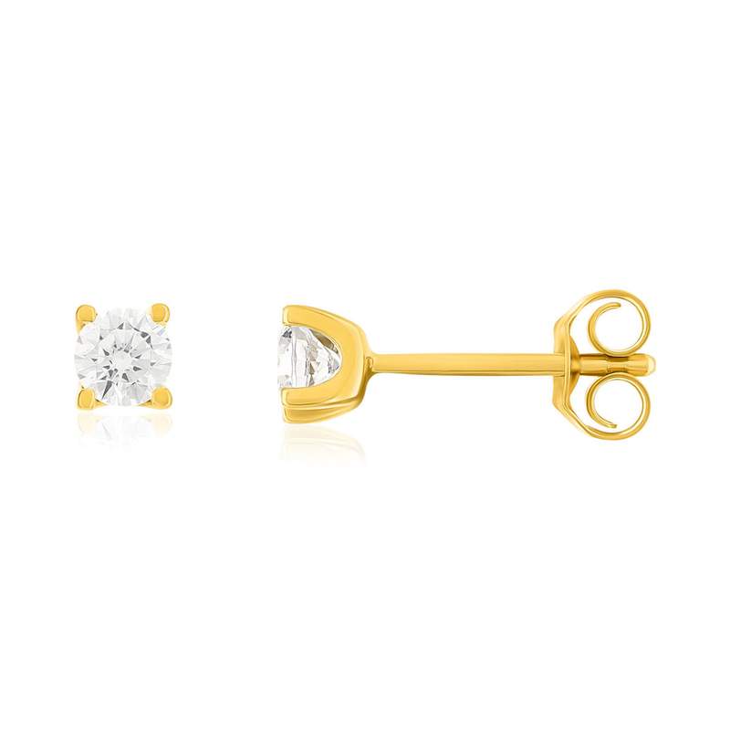 Boucles d'oreilles or 750 jaune diamant synthétique 0.4 carat - vue 1