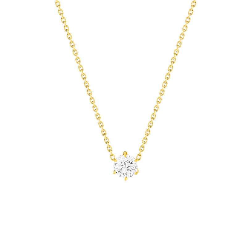 Yellow Gold Necklace with Synthetic Diamonds, 42 cm, 0.5 carat - View 1