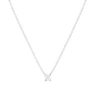 Collier solitaire or 750 blanc diamant synthétique 0.2 carat 42cm