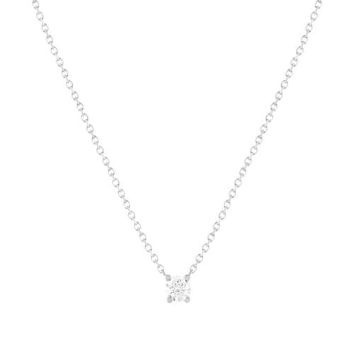 Collier solitaire or 750 blanc diamant synthétique 0.2 carat 42cm