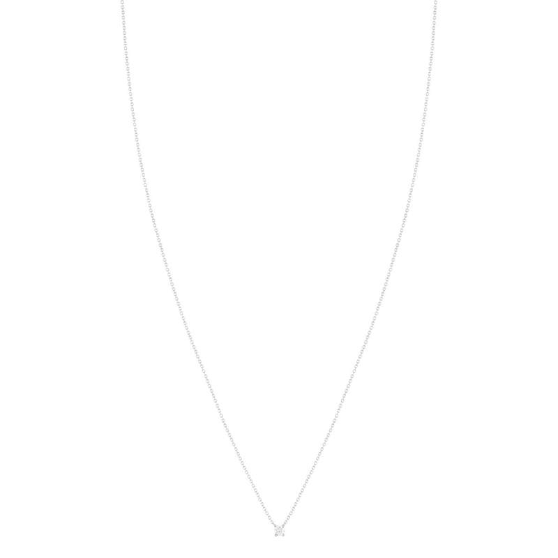 Collier solitaire or 750 blanc diamant synthétique 0.2 carat 42cm - vue 2