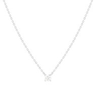 Collier solitaire or 750 blanc diamant synthétique 0.3 carat 42cm