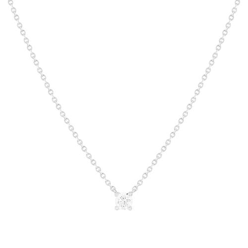 Collier solitaire or 750 blanc diamant synthétique 0.3 carat 42cm