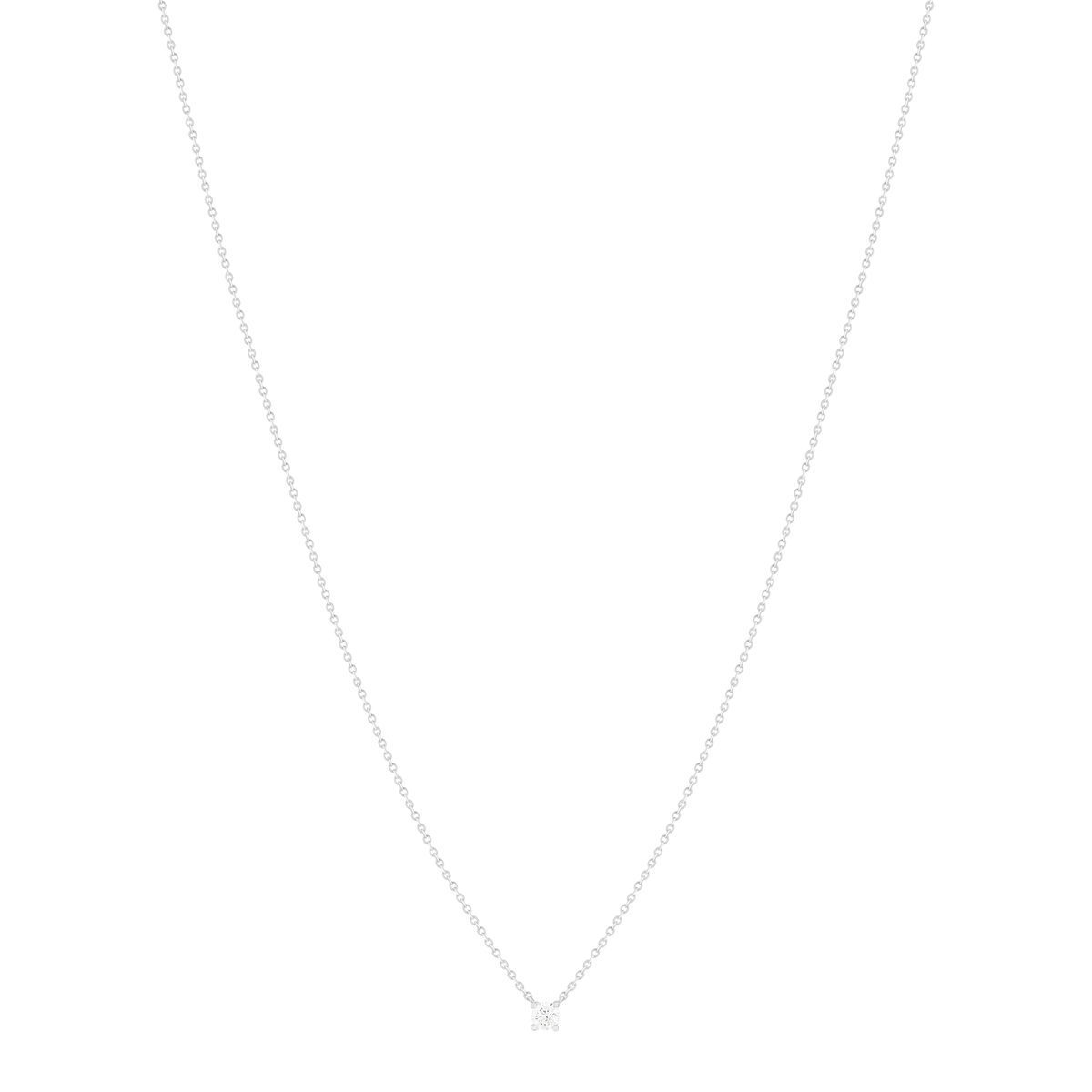 Collier solitaire or 750 blanc diamant synthétique 0.3 carat 42cm - vue 2