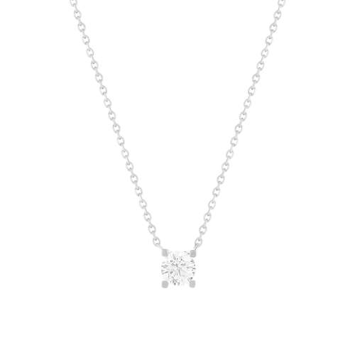 Collier solitaire or 750 blanc diamant synthétique 0.4 carat 42cm