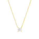 Collier solitaire or 750 jaune diamant synthétique 0.4 carat 42cm - vue 1