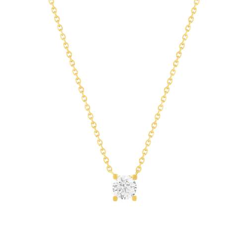 Solitaire necklace gold 750 yellow synthetic diamond 0.4 carat 42cm